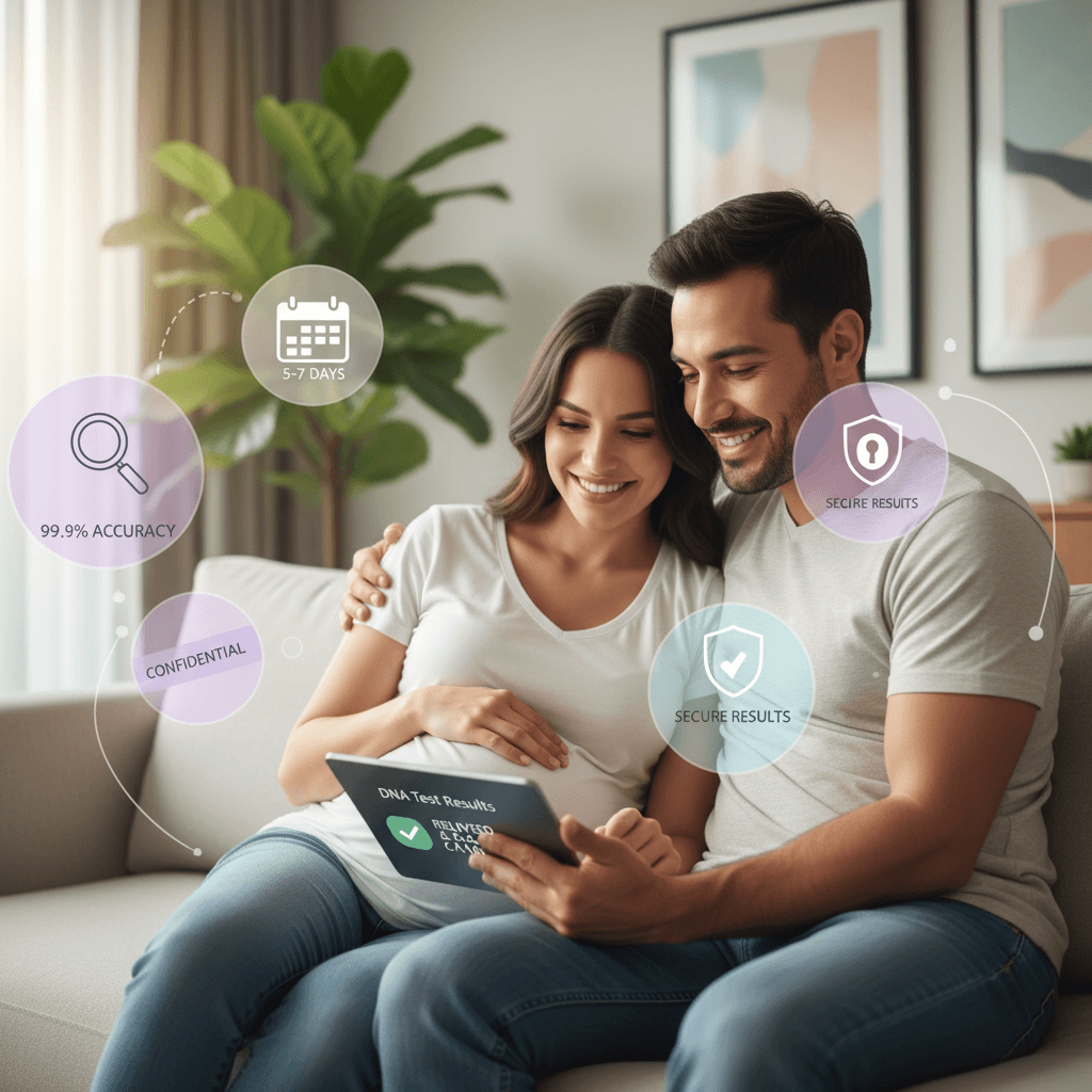 Resultados de prueba de paternidad prenatal - Certificado con 99.9% de precisión en 10 días hábiles